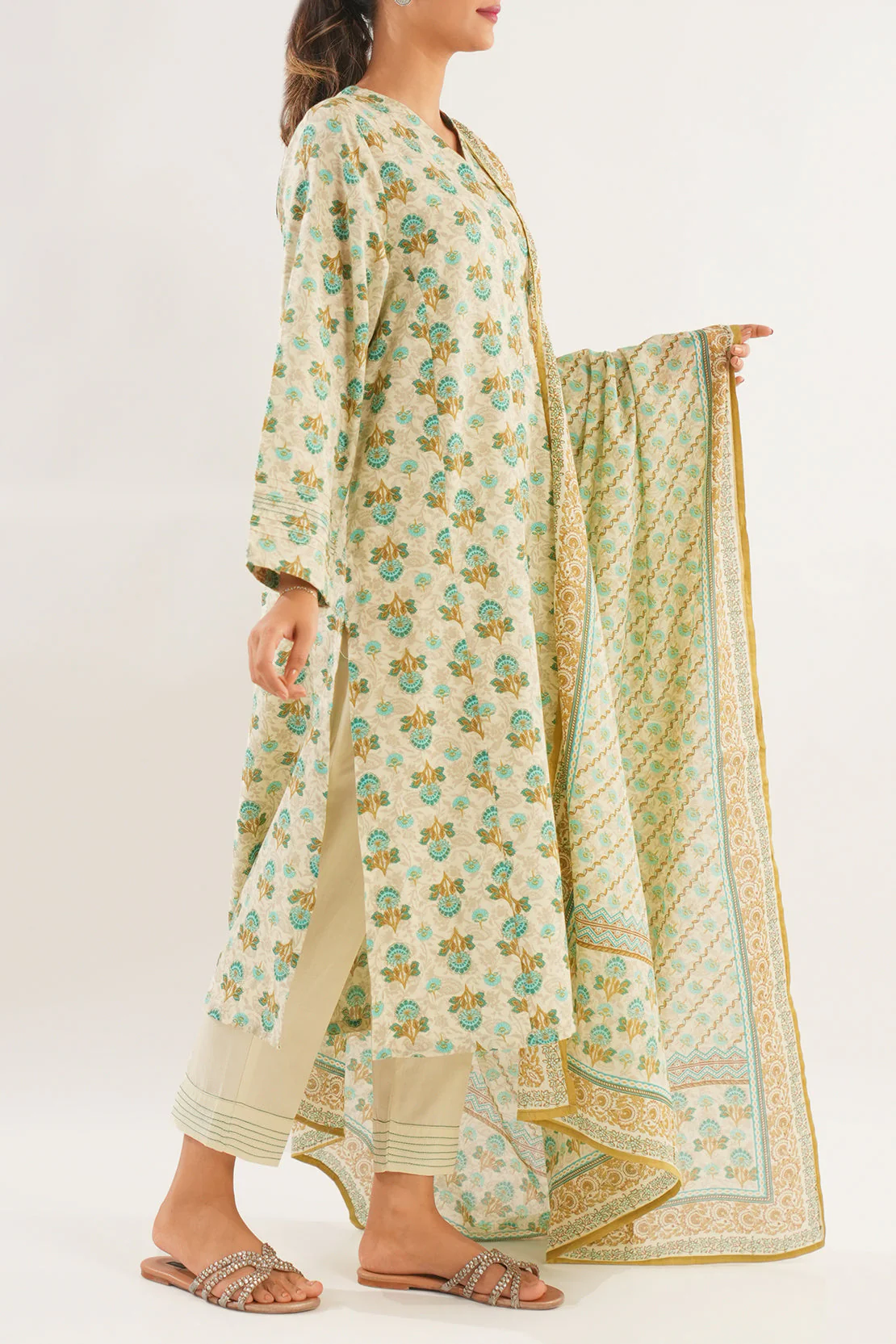 Printed Lawn Stitched 2 Piece (Shirt/Dupatta) - Image 3