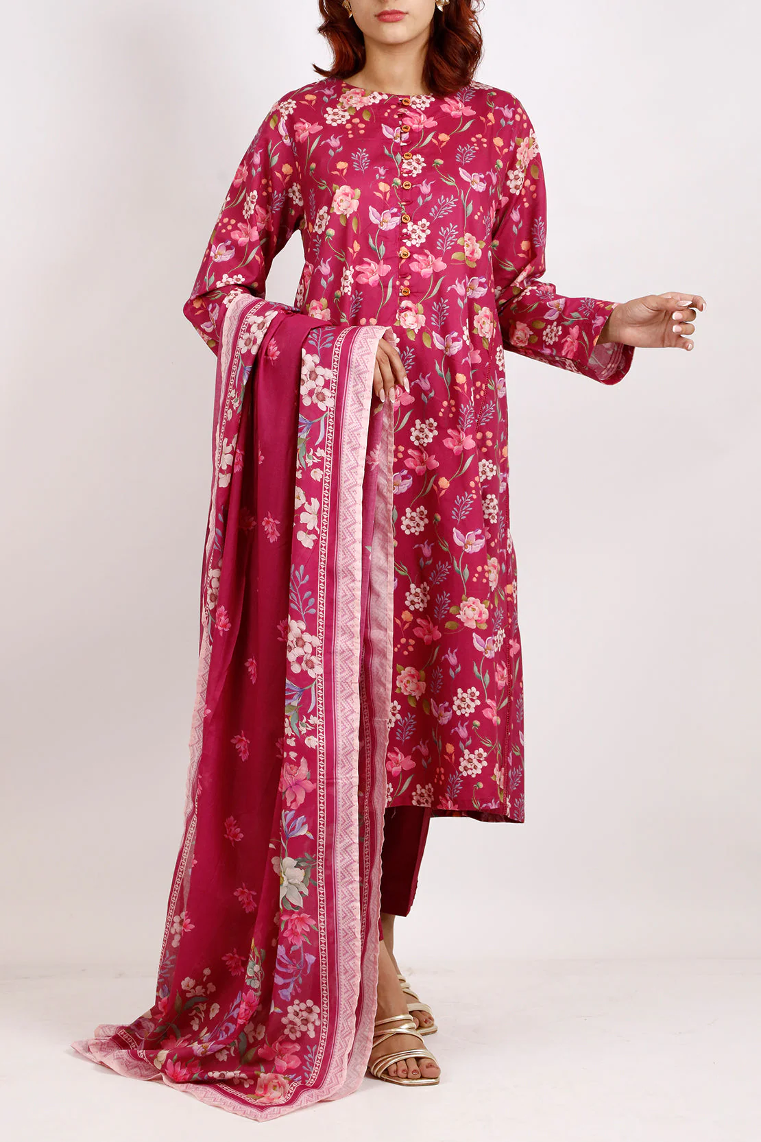 Printed Lawn Stitched 2 Piece (Shirt/Dupatta) - Image 2