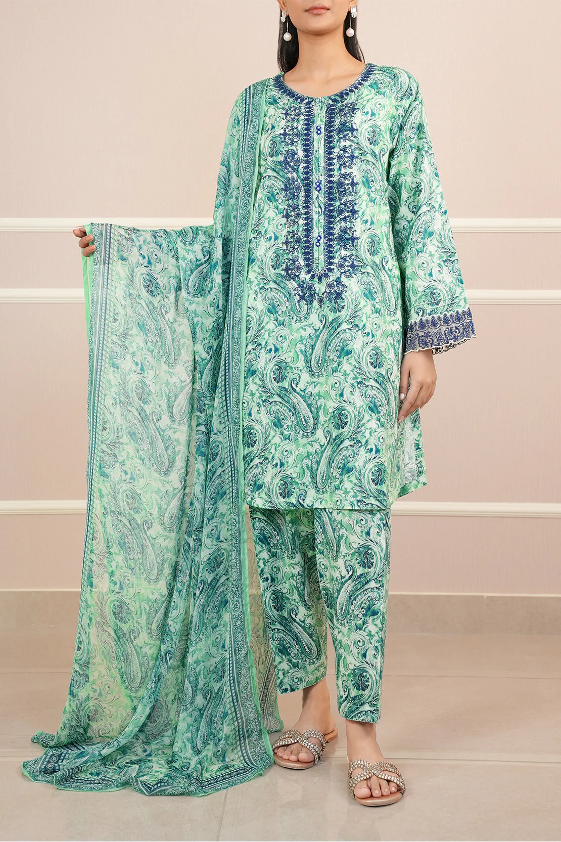 Printed Lawn Stitched 2 Piece (Shirt/Dupatta) - Image 2
