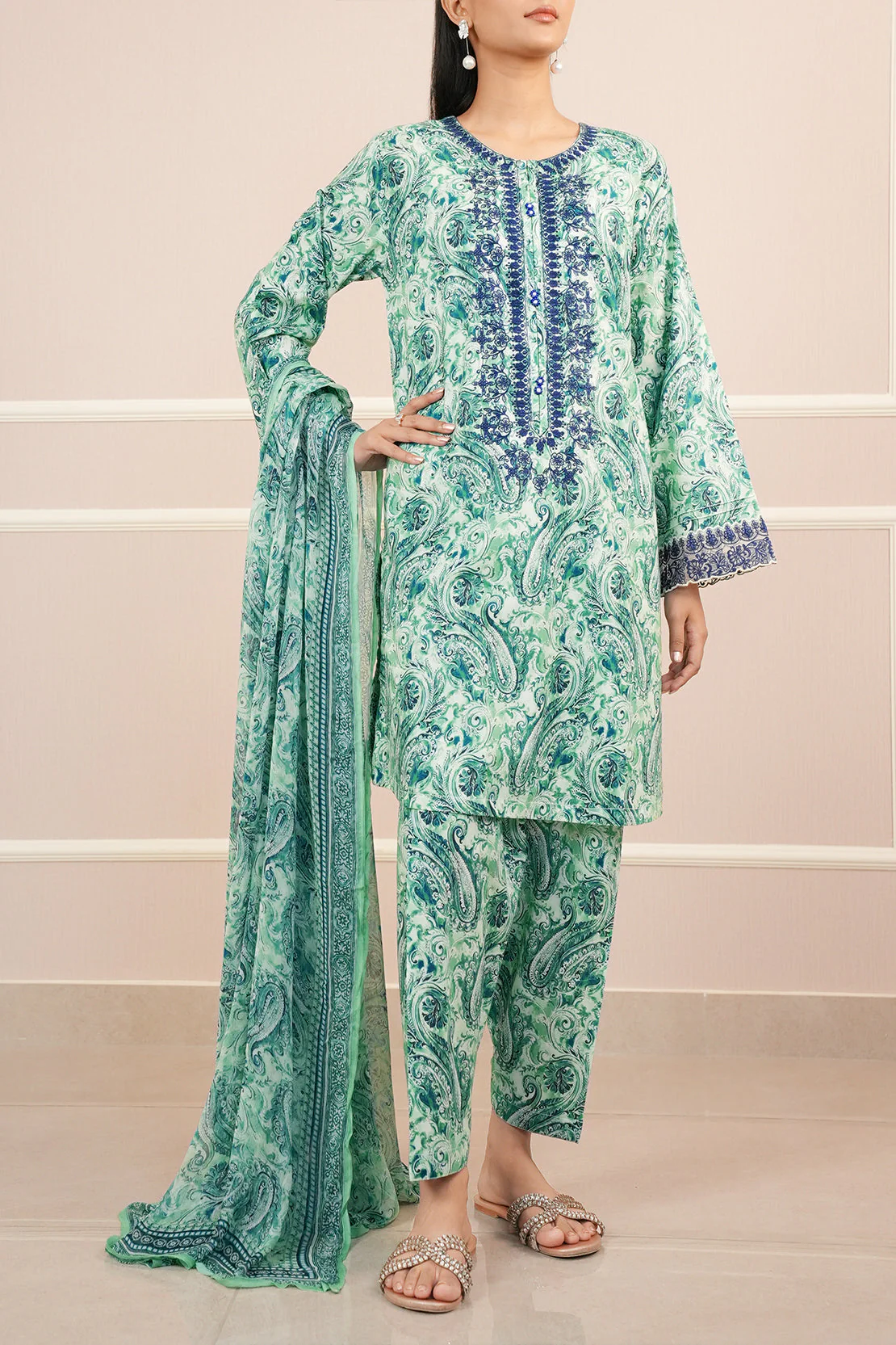 Printed Lawn Stitched 2 Piece (Shirt/Dupatta) - Image 7