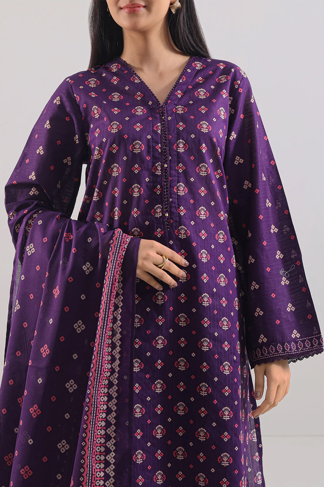 Printed Lawn Stitched 2 Piece (Shirt/Dupatta) - Image 3