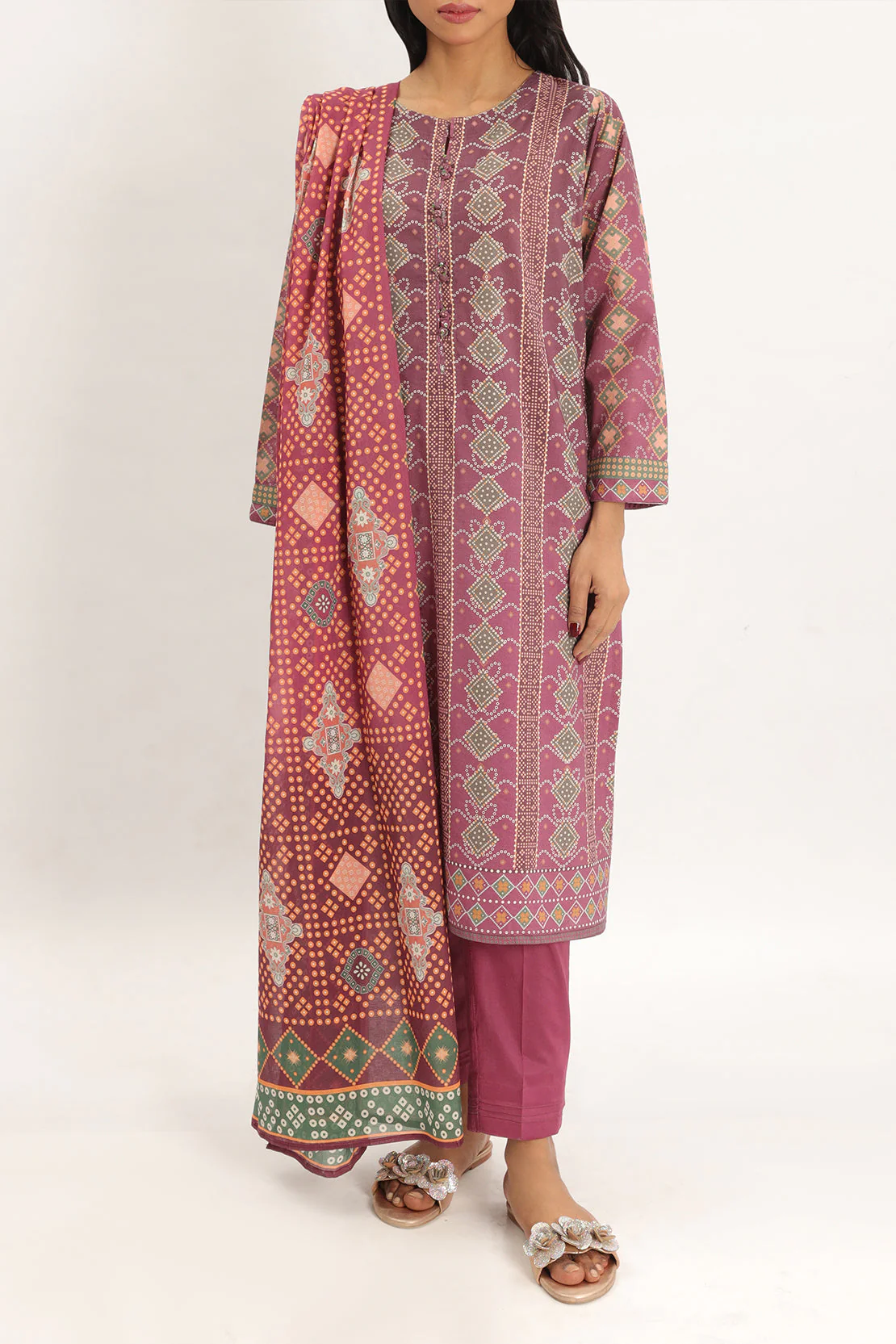 Printed Lawn Stitched 2 Piece (Shirt/Trouser) - Image 2