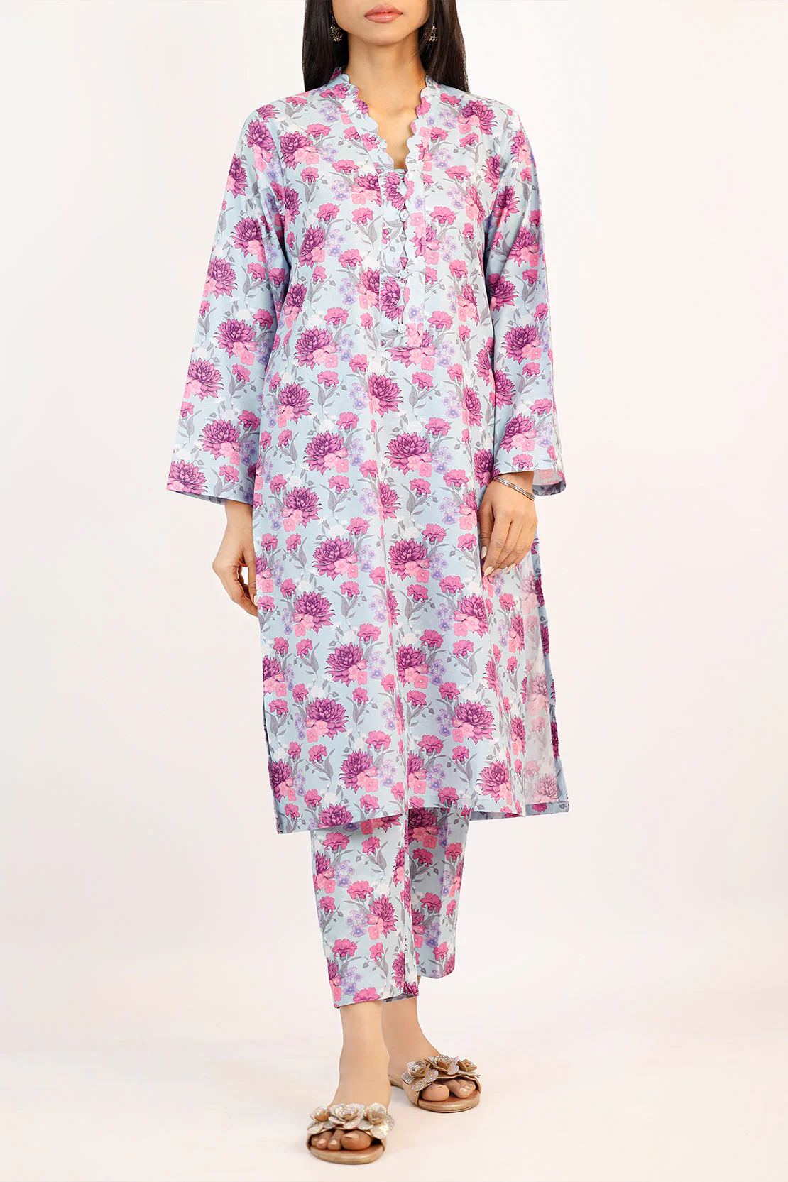 Printed Lawn Stitched 2 Piece (Shirt/Trouser)
