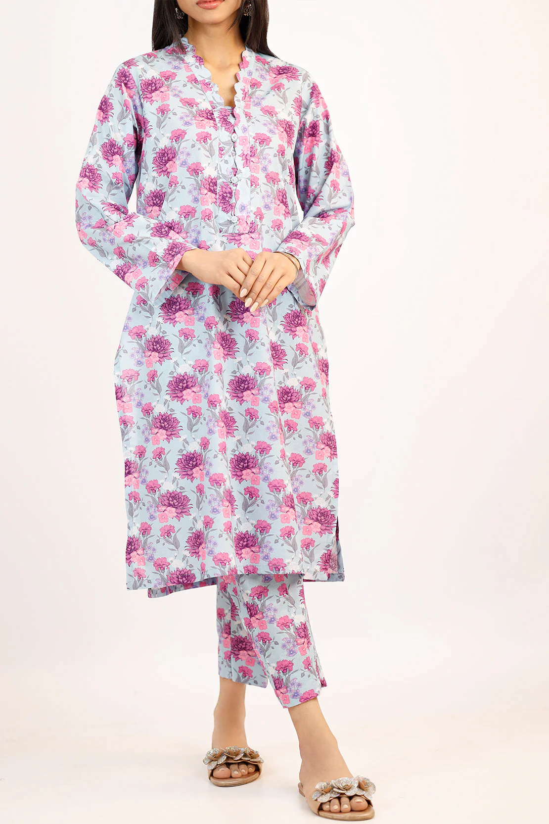 Printed Lawn Stitched 2 Piece (Shirt/Trouser) - Image 2