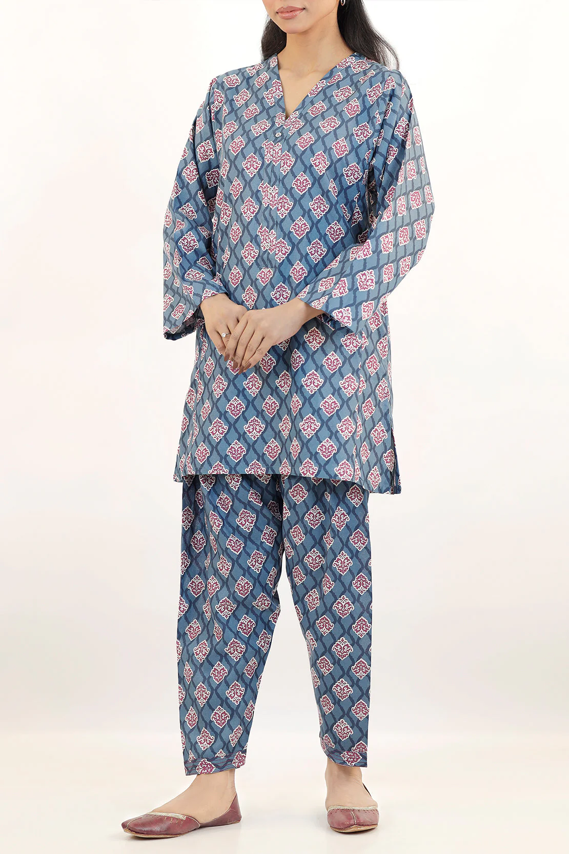 Printed Lawn Stitched 2 Piece (Shirt/Trouser) - Image 2