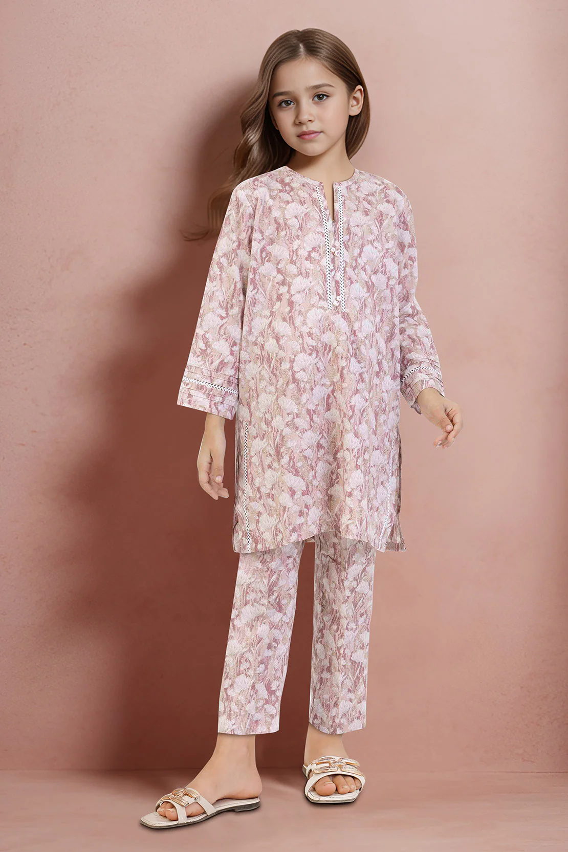 Printed Lawn Stitched 2 Piece (Shirt/Trouser) For Kids
