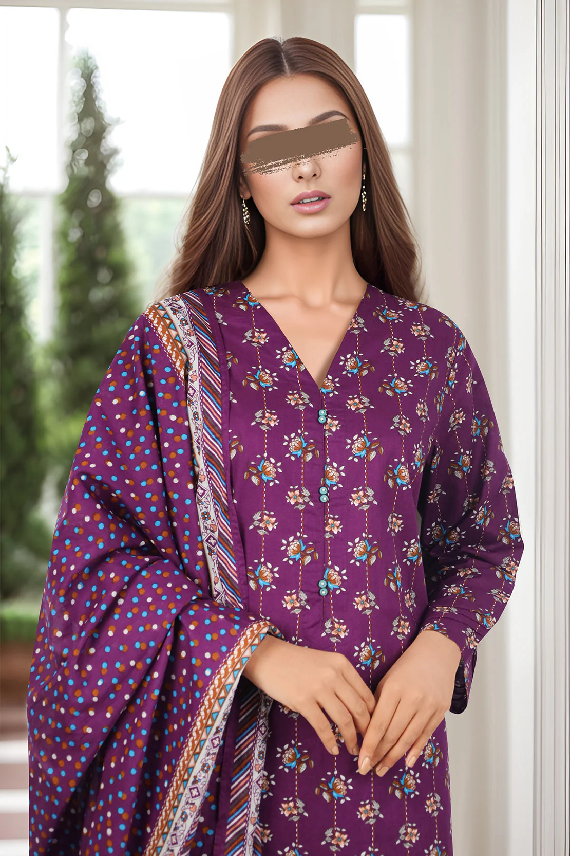 Printed Lawn Stitched 2 Piece (Shirt/Trouser) - Image 3
