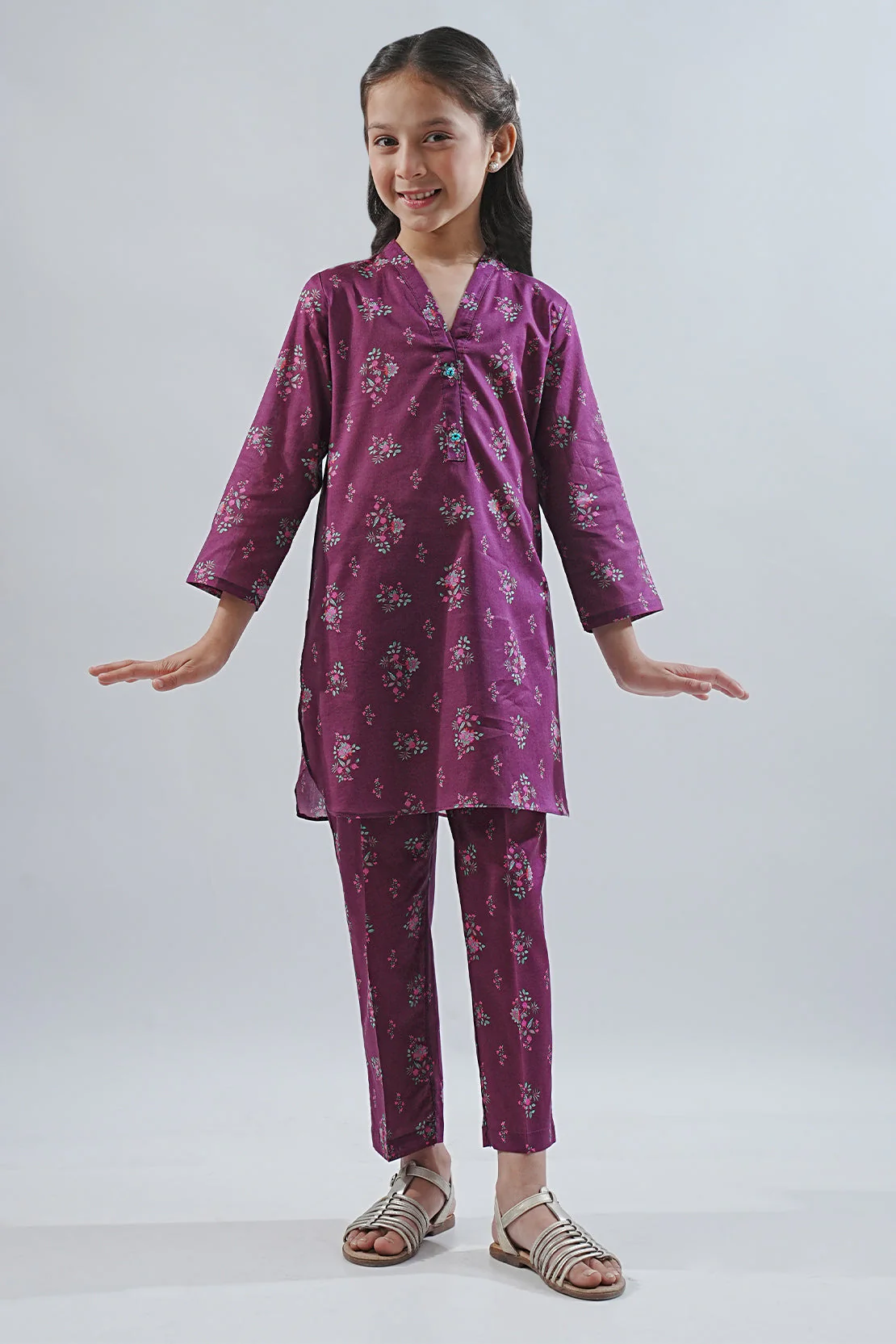Printed Lawn Stitched 2 Piece (Shirt/Trouser) For Kids - Image 2