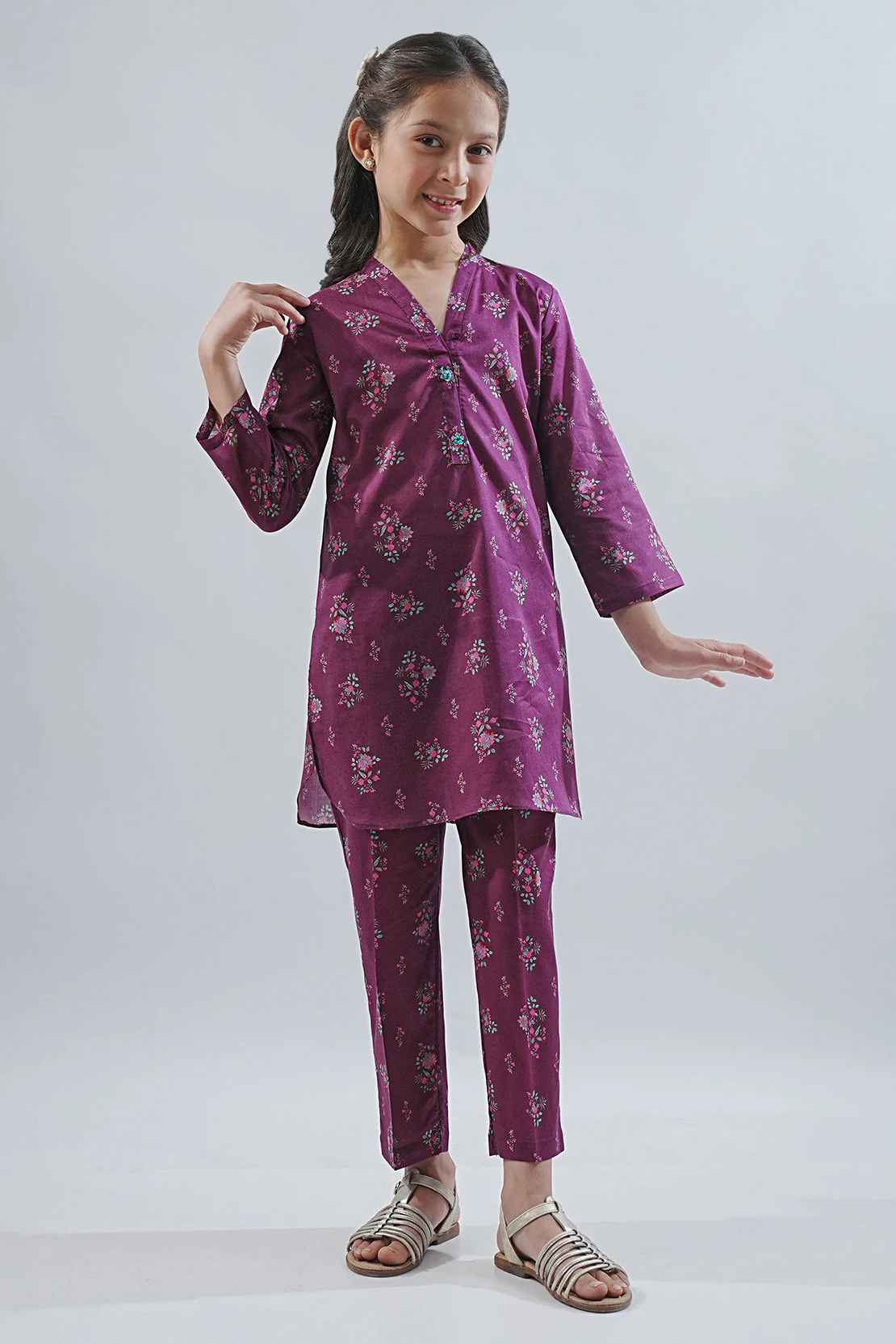 Printed Lawn Stitched 2 Piece (Shirt/Trouser) For Kids - Image 3