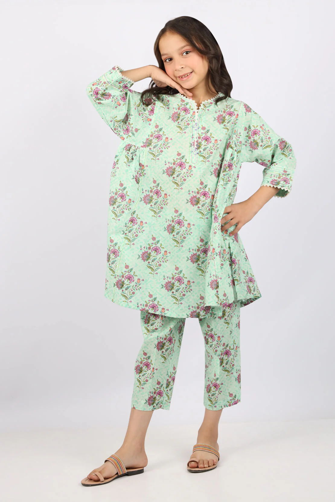 Printed Lawn Stitched 2 Piece (Shirt/Trouser) For Kids