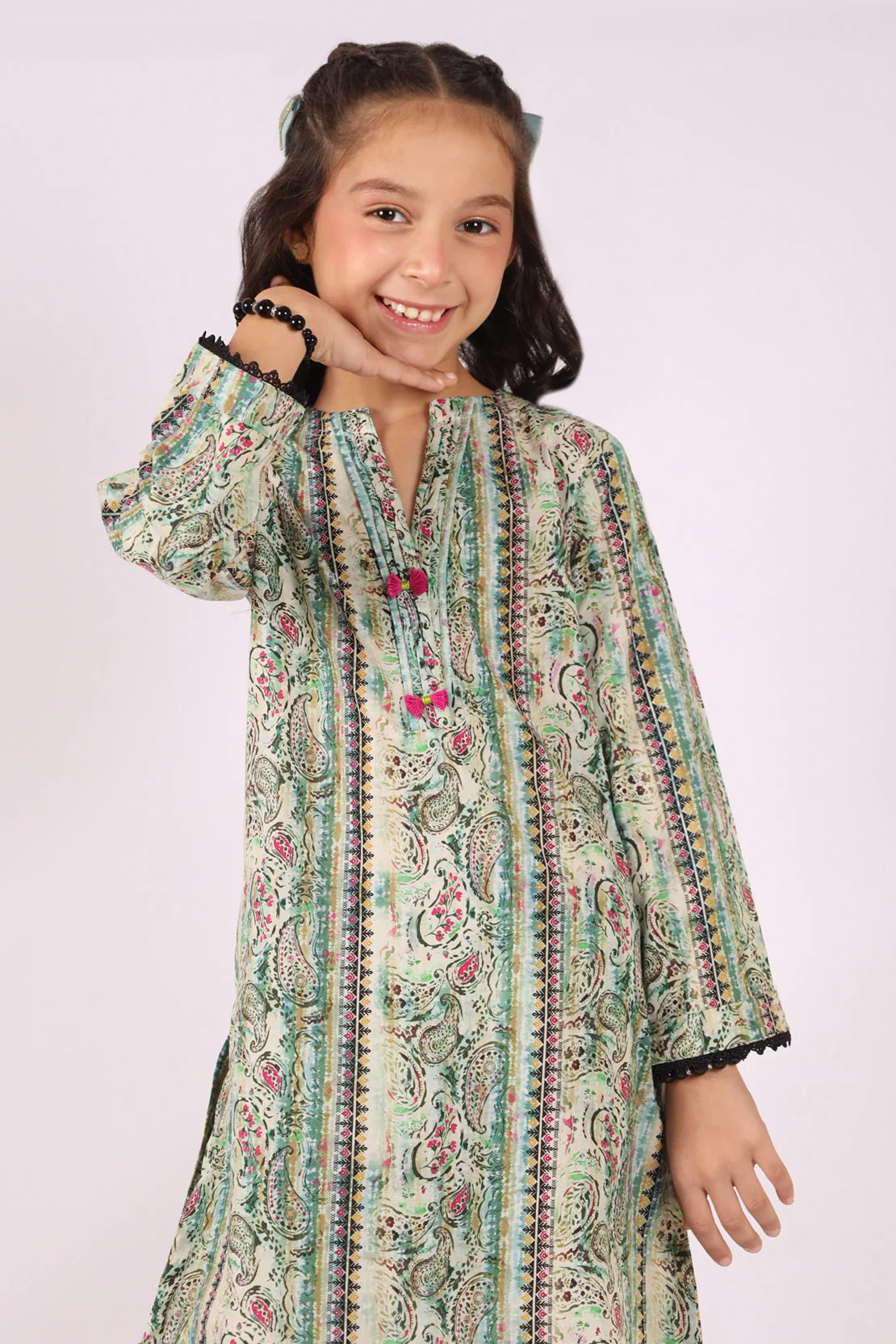 Printed Lawn Stitched 2 Piece (Shirt/Trouser)  For Kids - Image 3