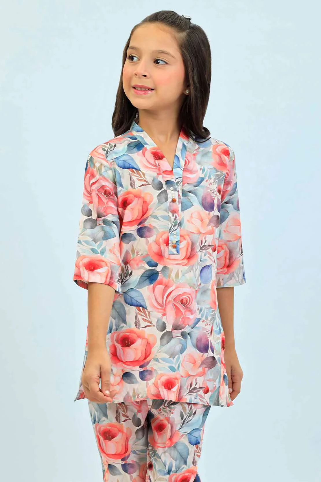 Printed Lawn Stitched 2 Piece (Shirt/Trouser)  For Kids - Image 2