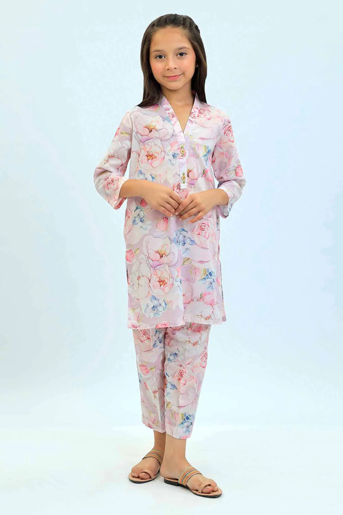 Printed Lawn Stitched 2 Piece (Shirt/Trouser) For Kids