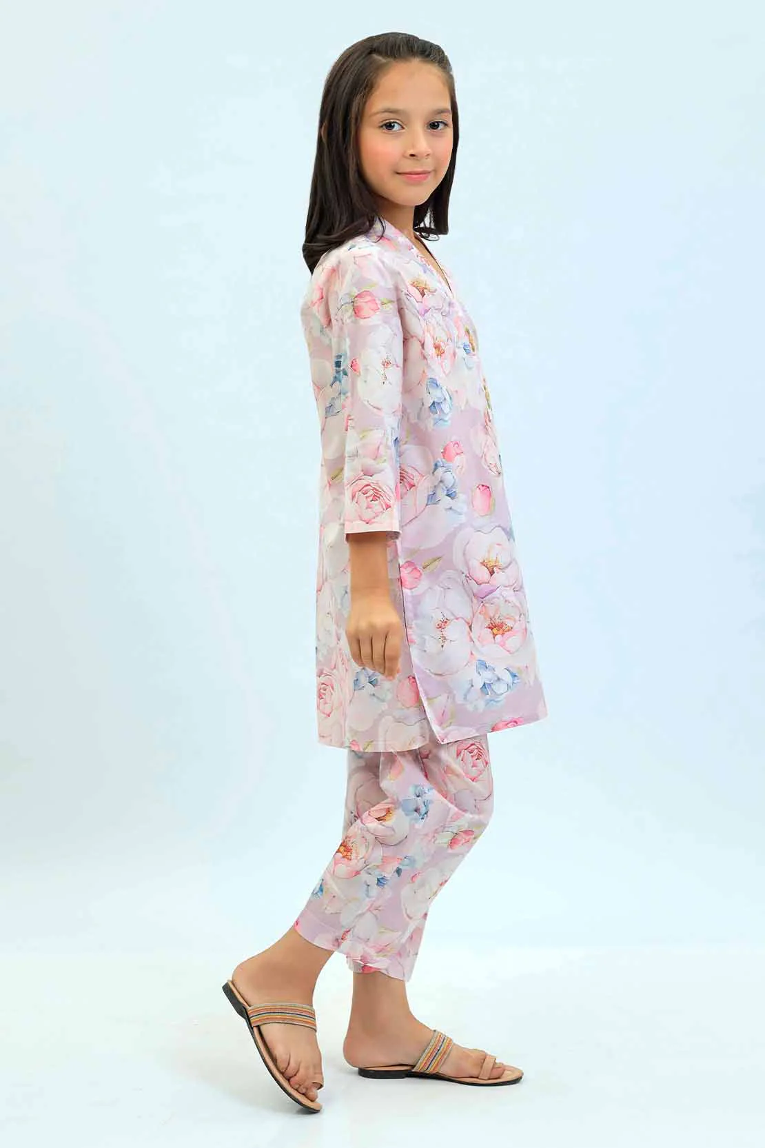 Printed Lawn Stitched 2 Piece (Shirt/Trouser) For Kids - Image 4