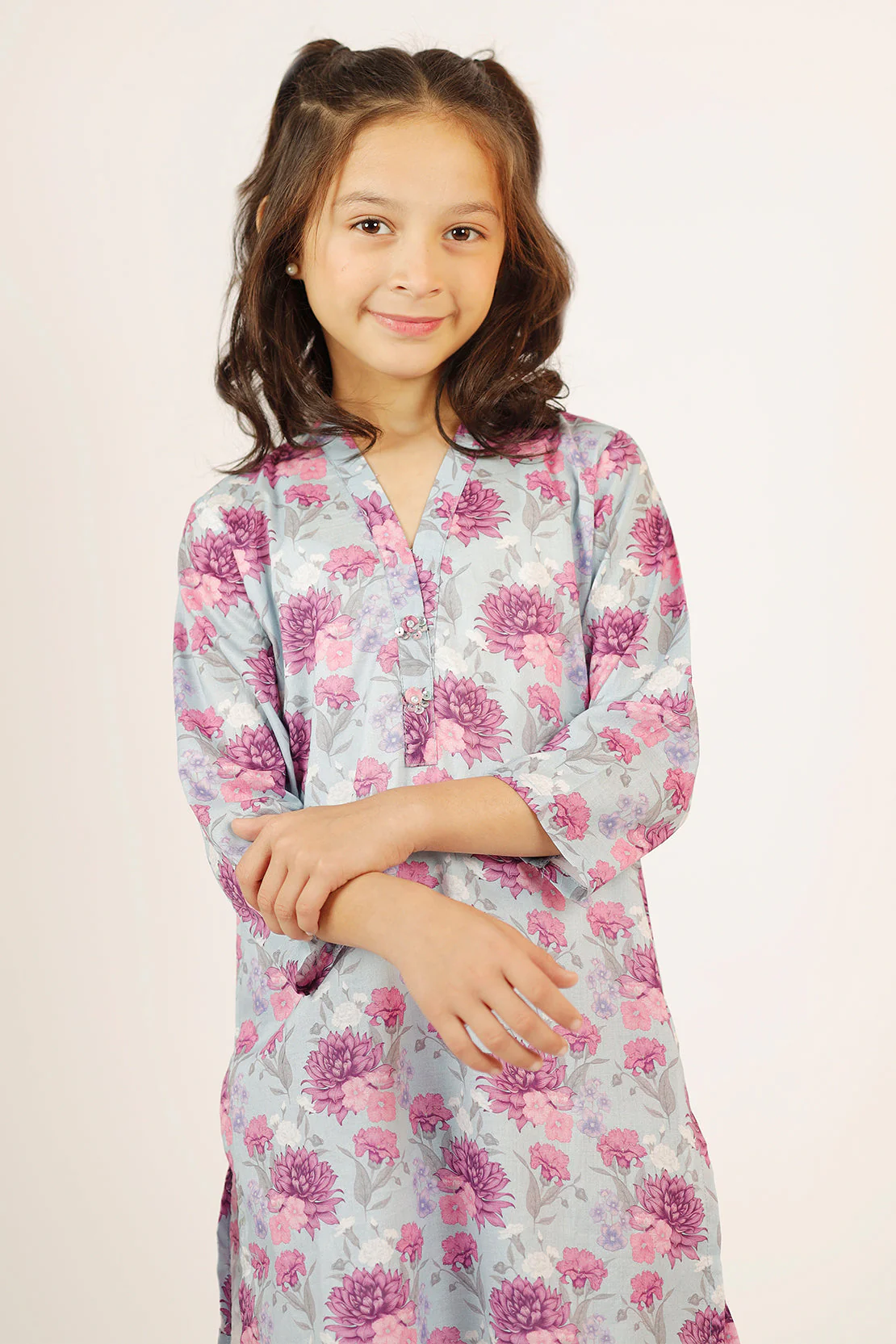 Printed Lawn Stitched 2 Piece (Shirt/Trouser)  For Kids - Image 4