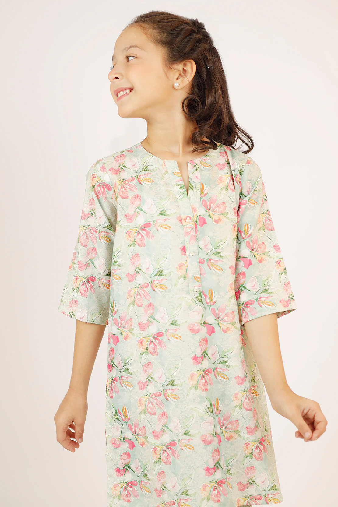 Printed Lawn Stitched 2 Piece (Shirt/Trouser)  For Kids - Image 5
