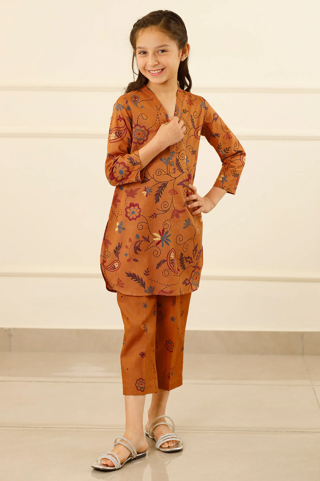 Printed Lawn Stitched 2 Piece (Shirt/Trouser) For Kids - Image 2