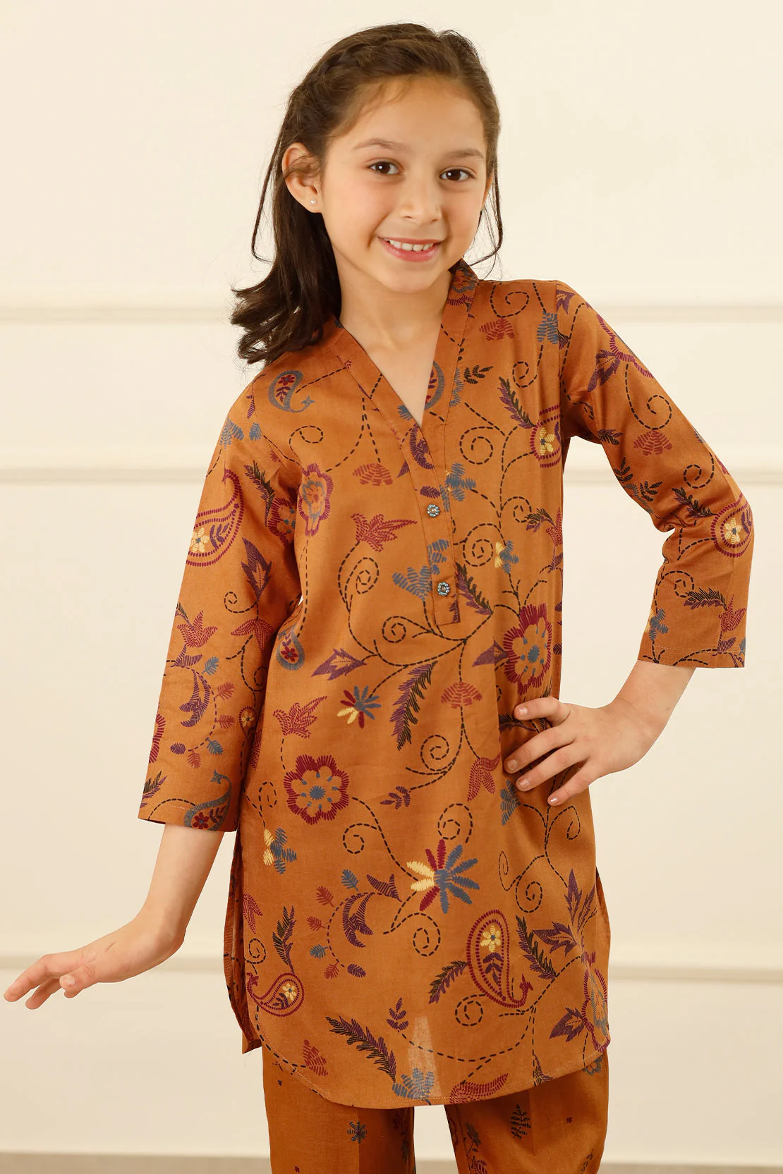 Printed Lawn Stitched 2 Piece (Shirt/Trouser) For Kids - Image 5