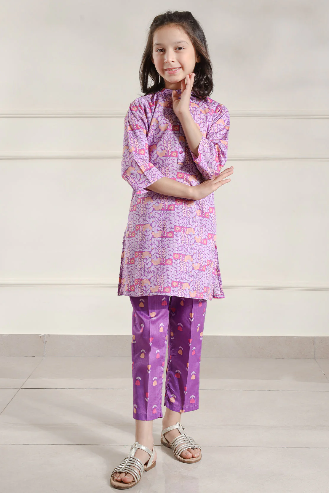 Printed Lawn Stitched 2 Piece (Shirt/Trouser)  For Kids - Image 4