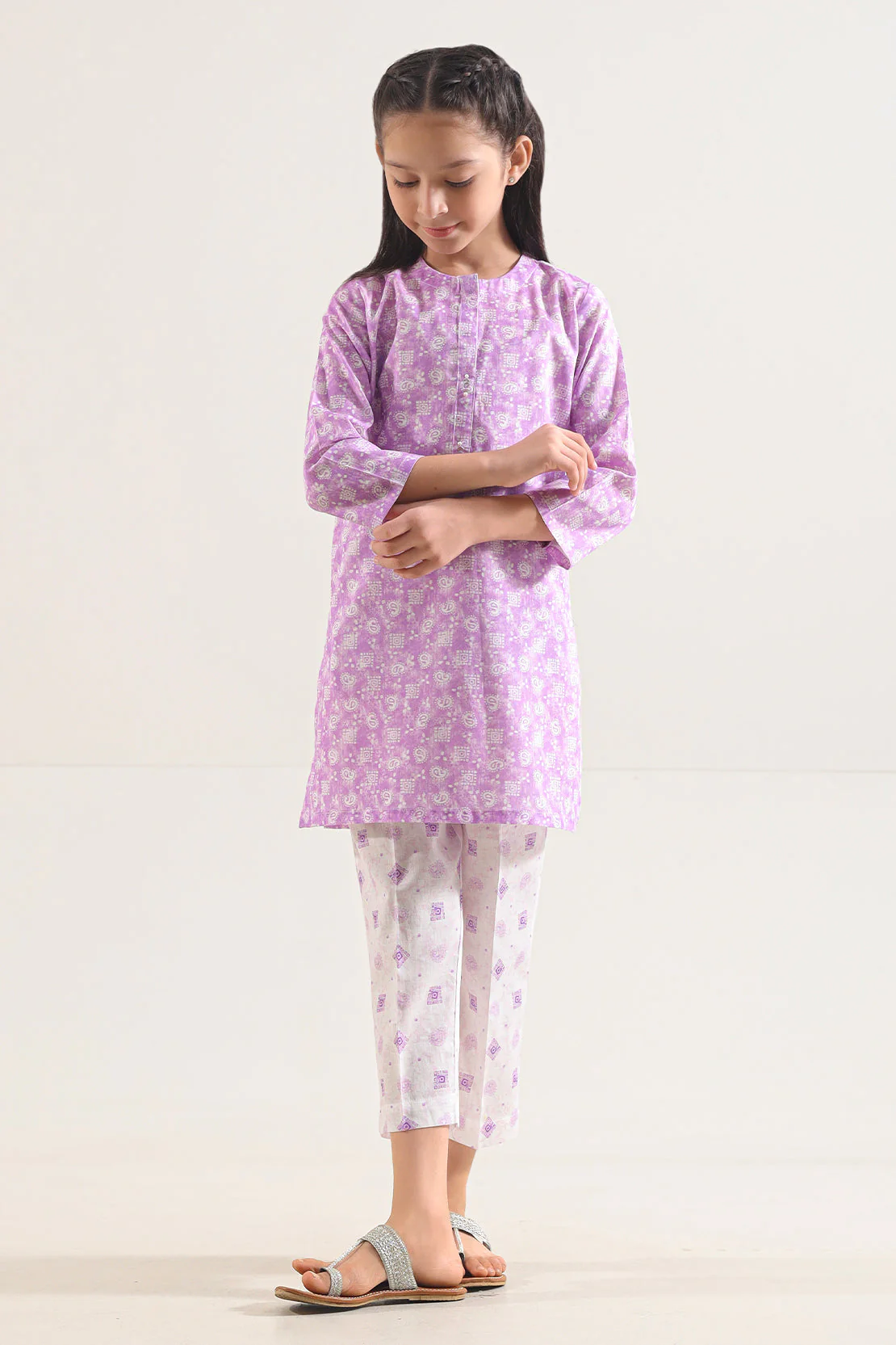 Printed Lawn Stitched 2 Piece (Shirt/Trouser)  For Kids - Image 2