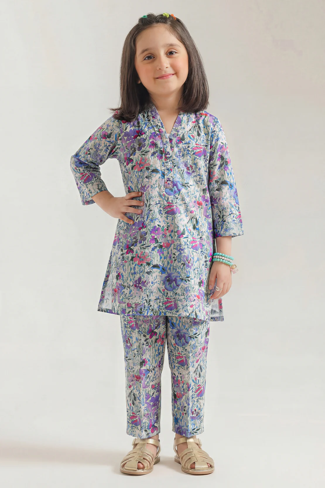 Printed Lawn Stitched 2 Piece (Shirt/Trouser) For Kids - Image 2