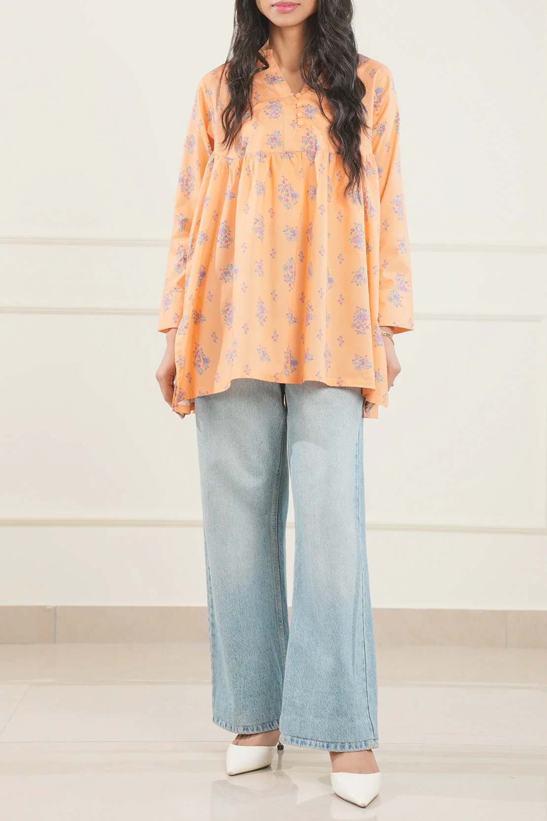 Printed Lawn Stitched Fusion Tops - Image 2