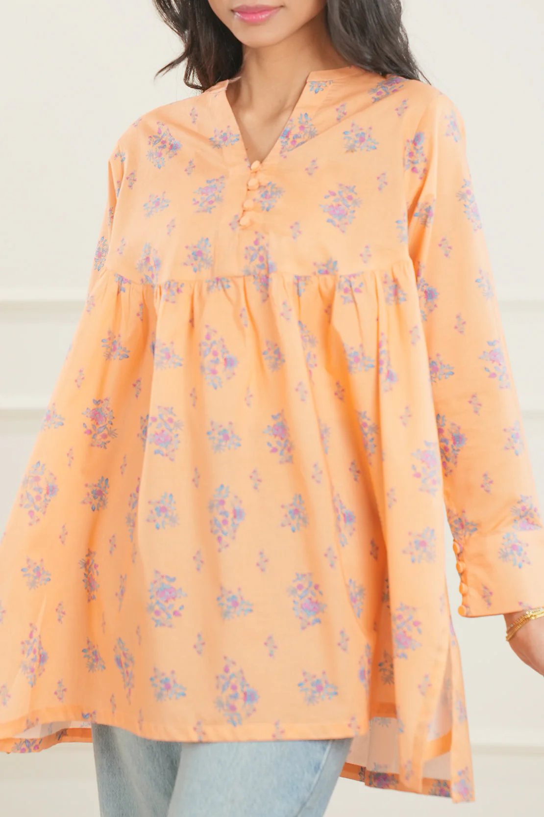 Printed Lawn Stitched Fusion Tops - Image 5