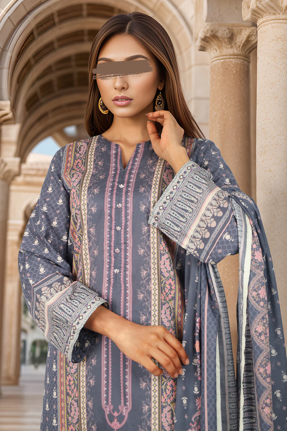 Printed Lawn Stitched Shirt - Image 3