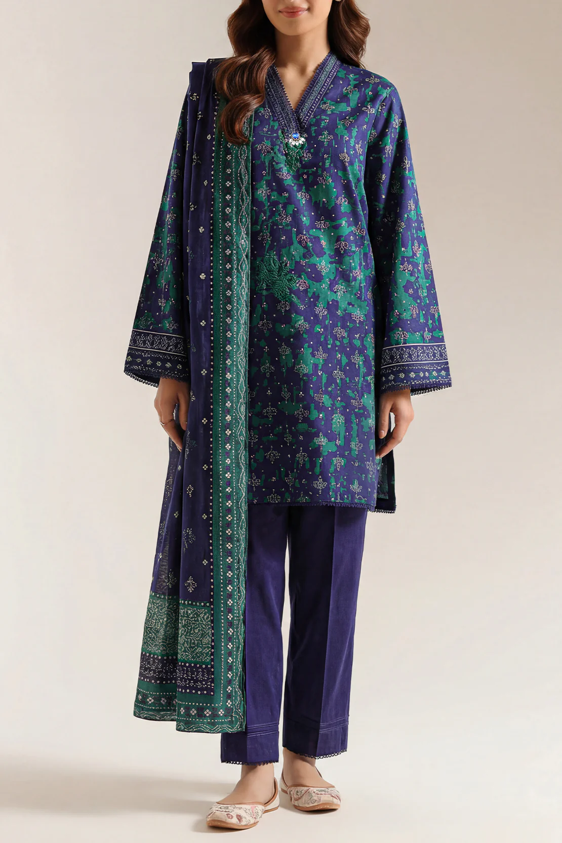 Printed Lawn Stitched Shirt - Image 2