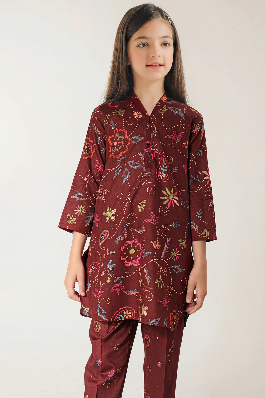 Printed Lawn Stitched Shirt For Kids - Image 3