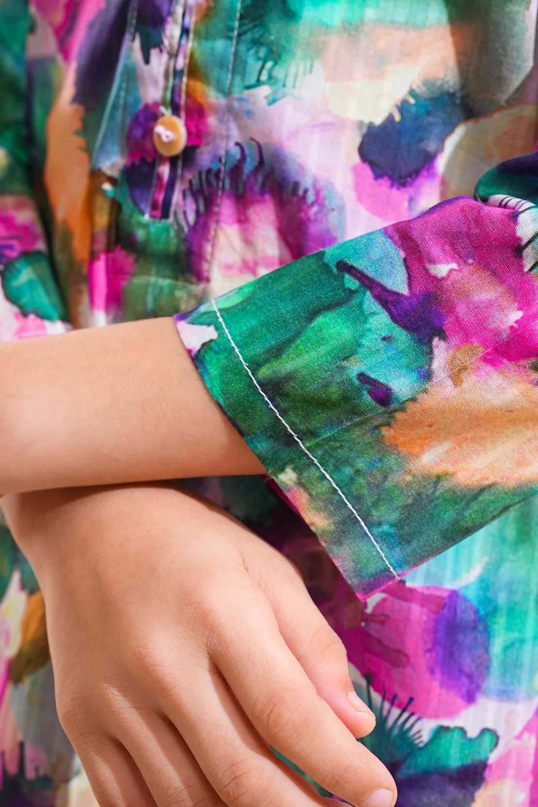 Printed Lawn Stitched Shirt For Kids - Image 5