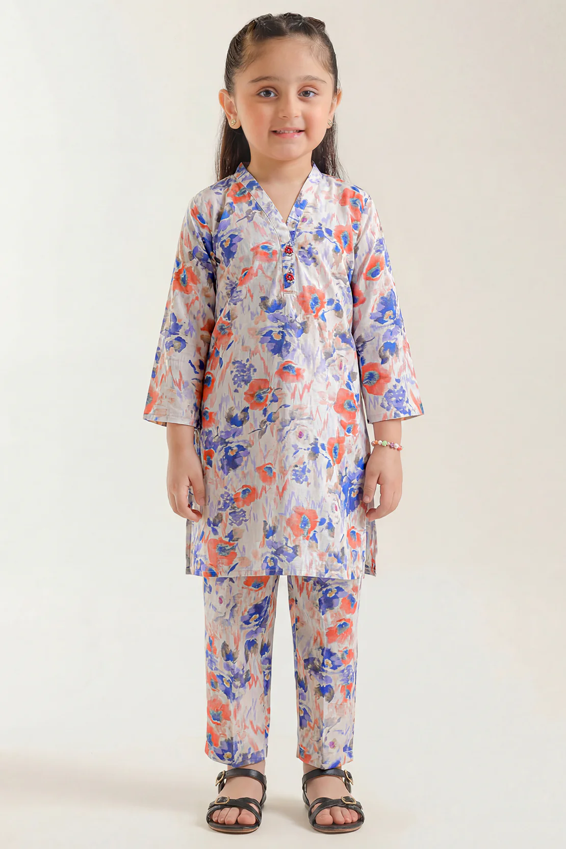 Printed Lawn Stitched Shirt For Kids - Image 2