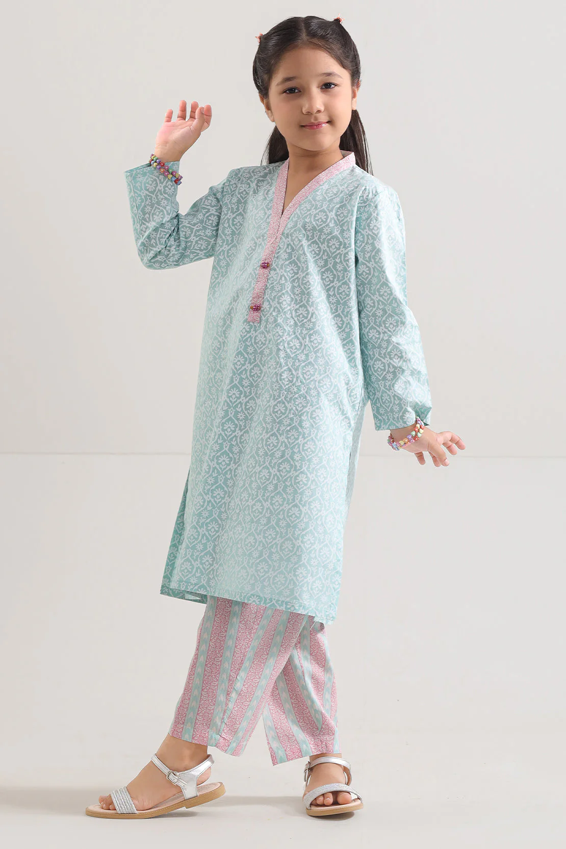 Printed Lawn Stitched Shirt For Kids - Image 2