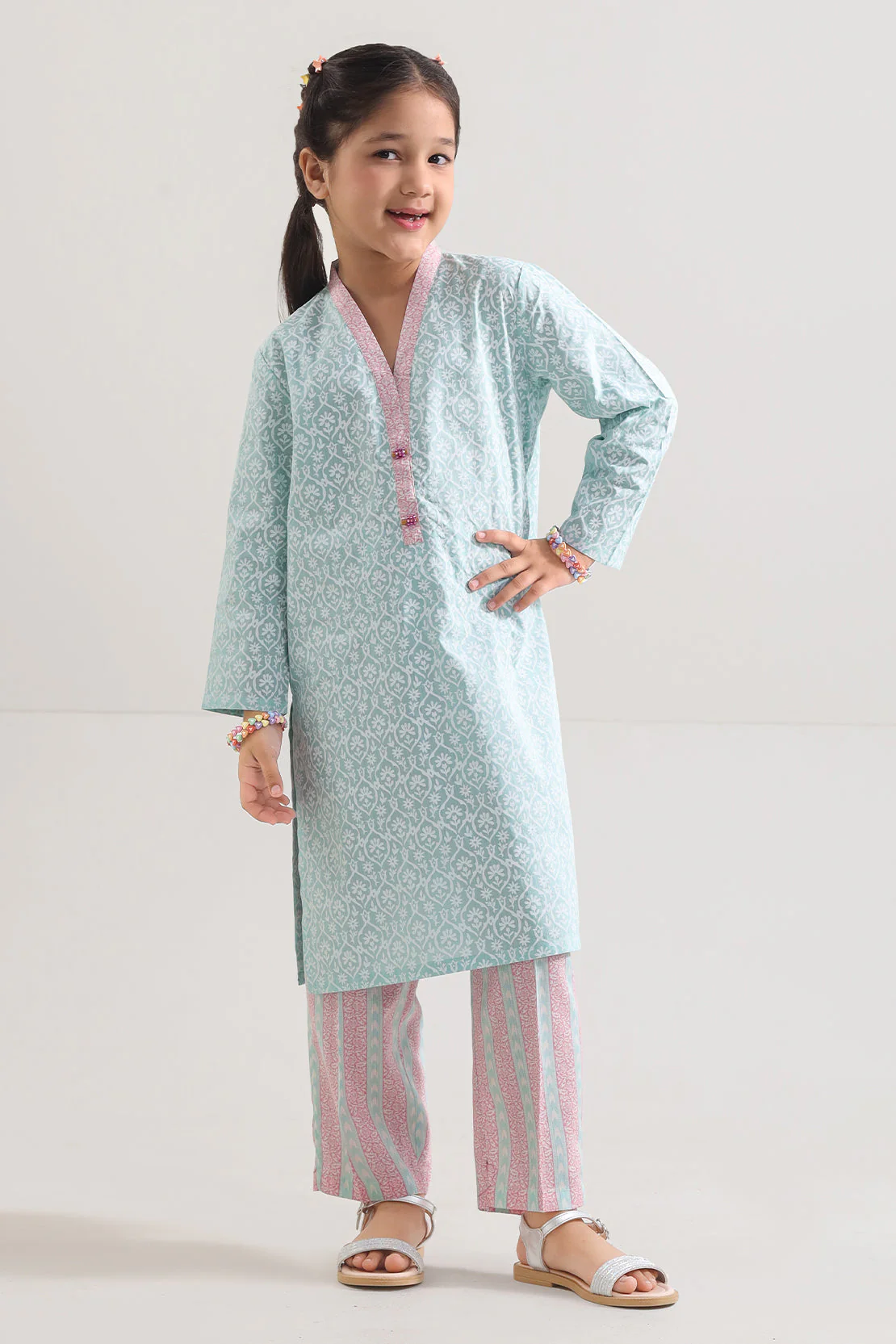 Printed Lawn Stitched Shirt For Kids - Image 3