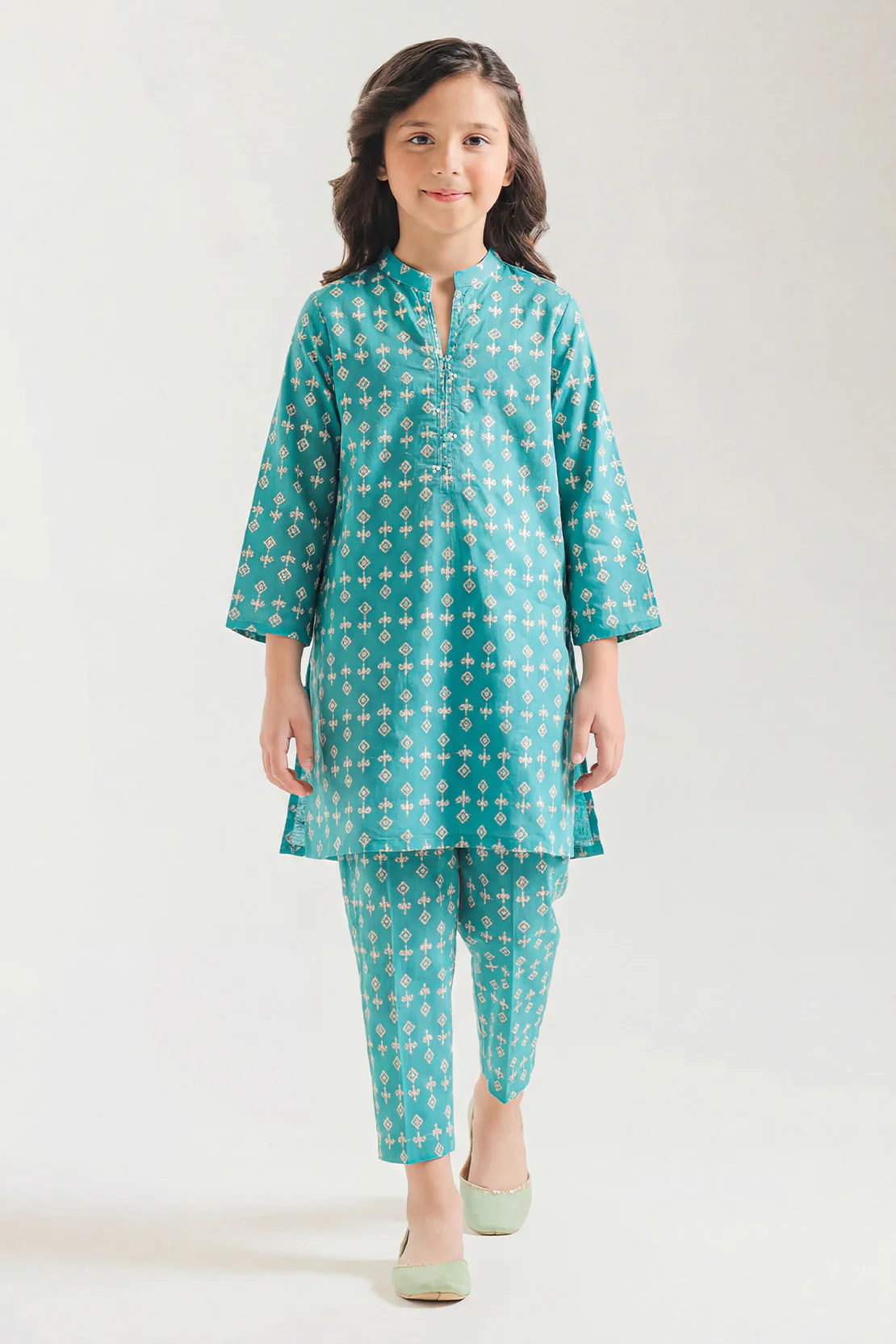 Printed Lawn Stitched Shirt For Kids - Image 2