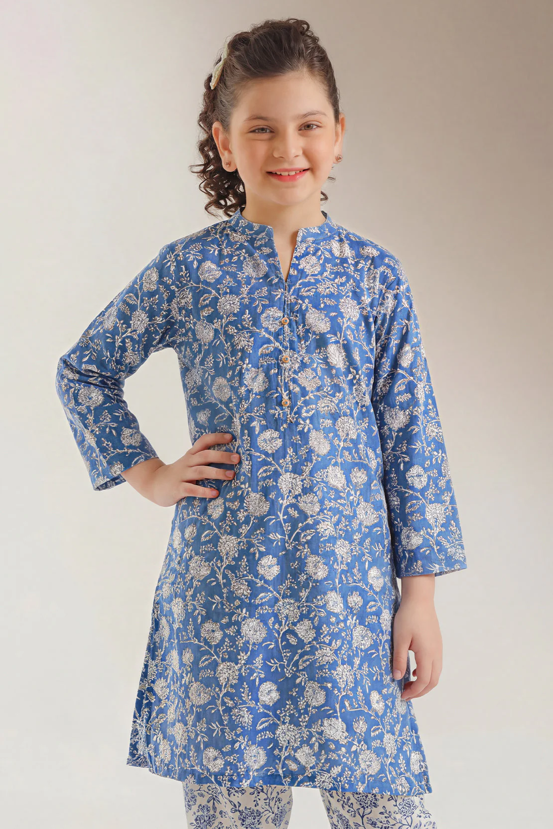Printed Lawn Stitched Shirt For Kids - Image 2