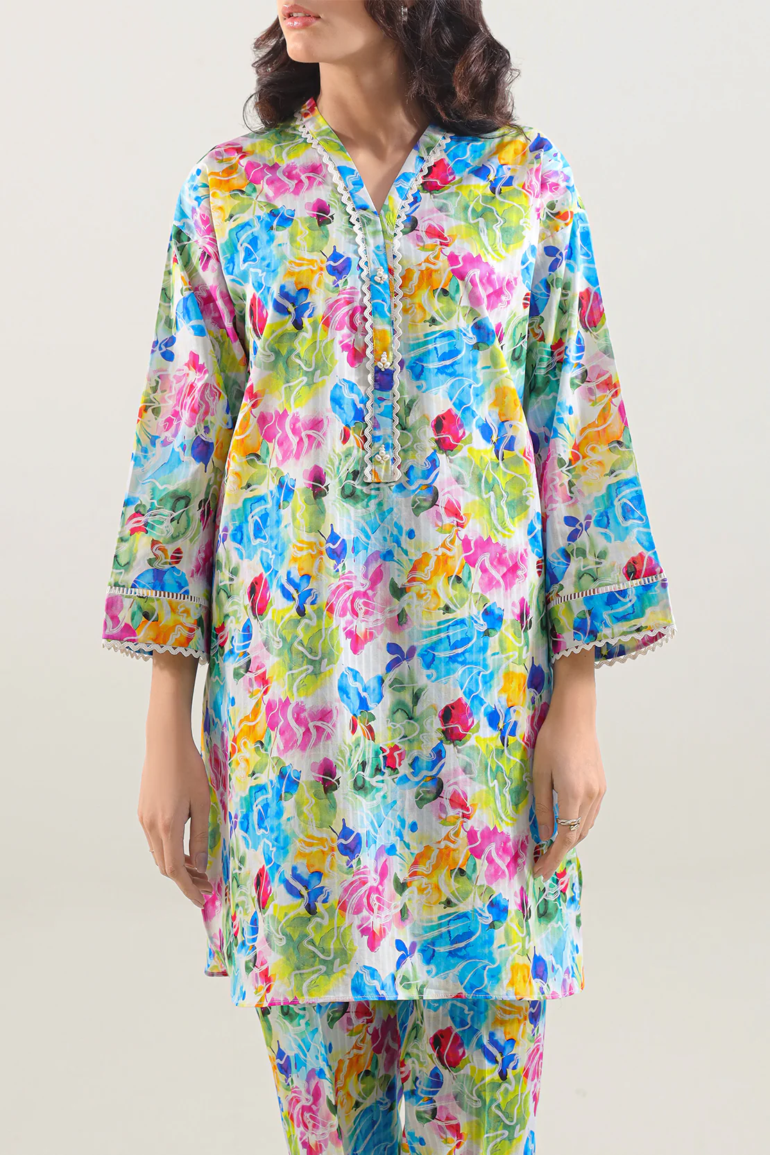 Printed Lawn Stitched Shirt - Image 2