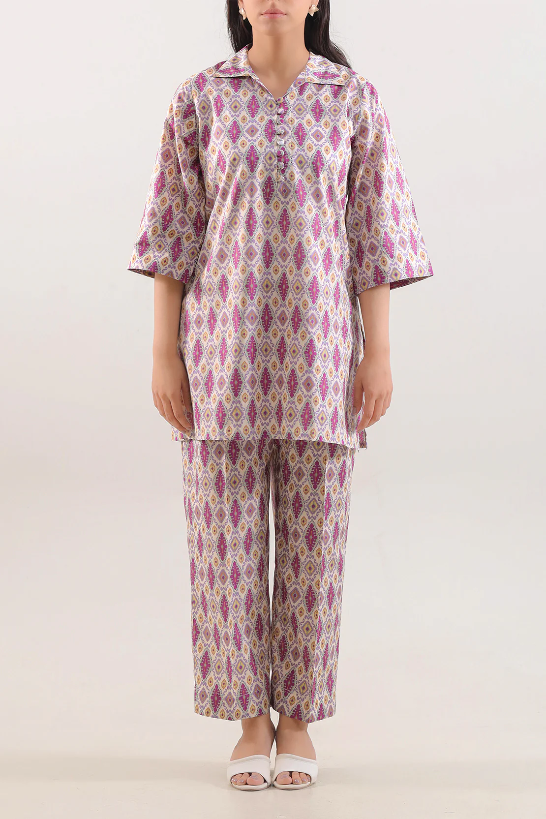 Printed Strip Lawn Stitched Shirt - Image 2