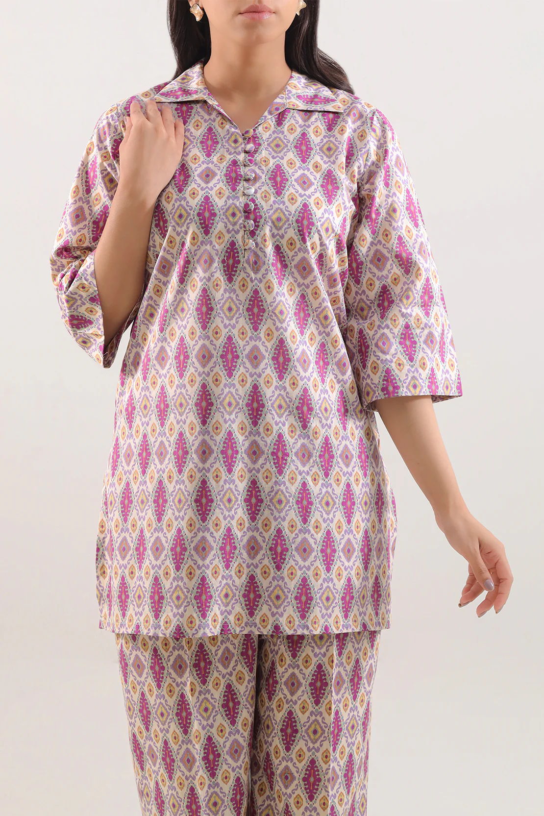 Printed Strip Lawn Stitched Shirt - Image 3