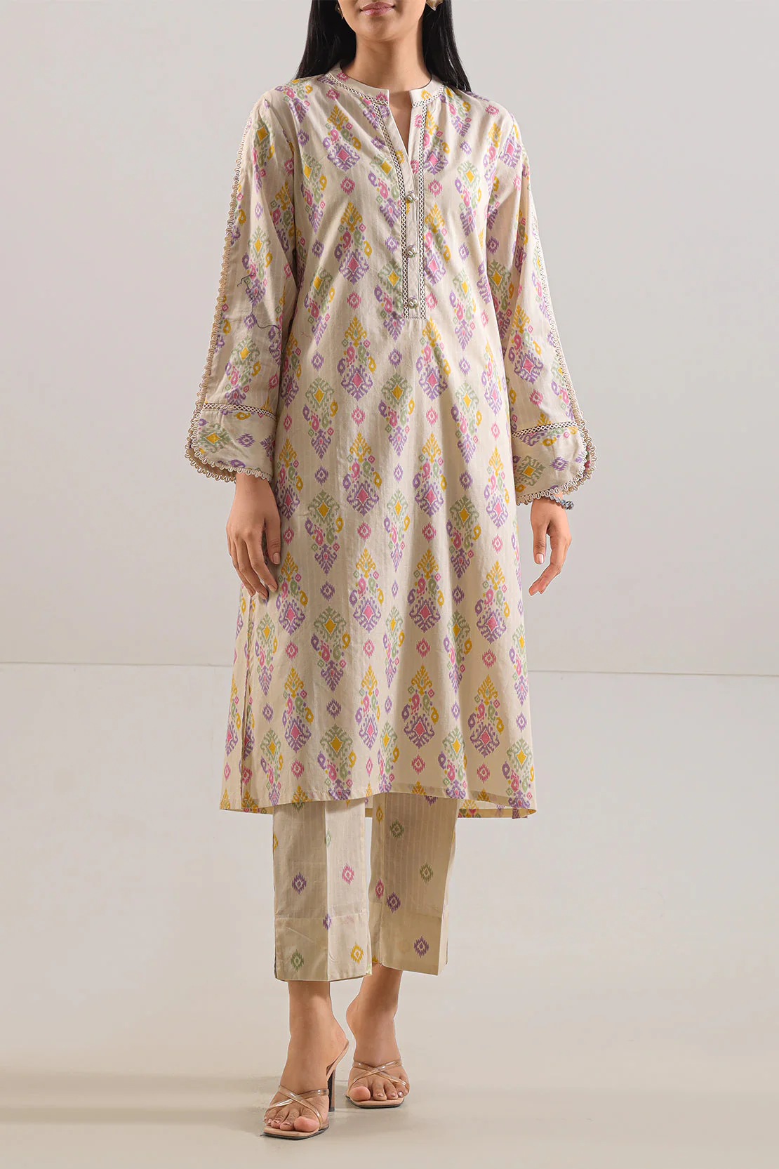 Printed Strip Lawn Stitched Shirt