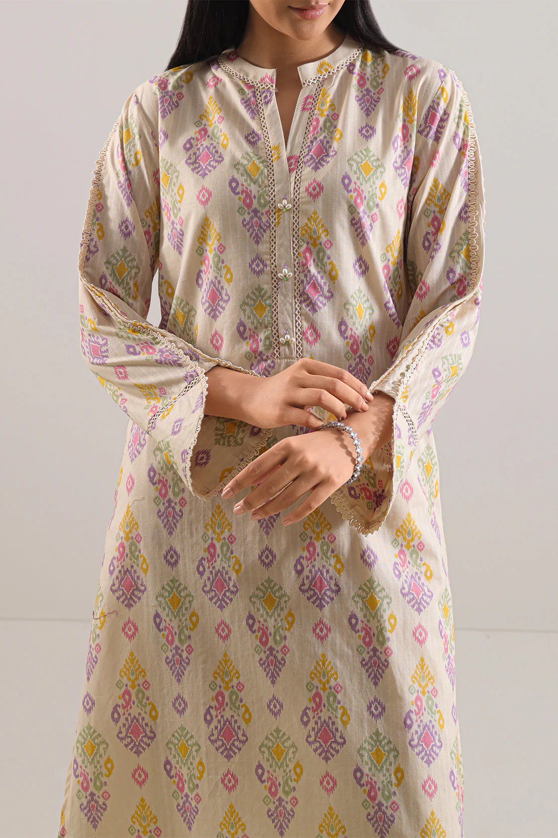 Printed Strip Lawn Stitched Shirt - Image 3