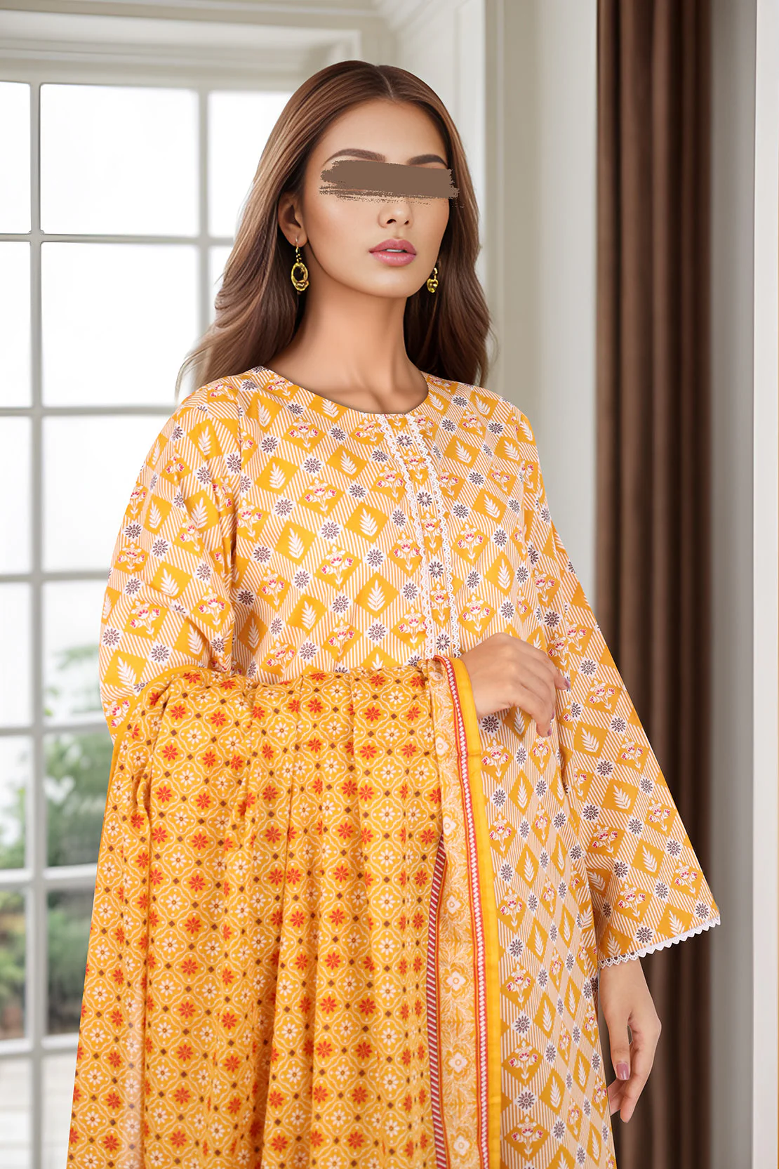 Printed Lawn Stitched/Unstitched 2 Piece (Shirt/Dupatta) - Image 4