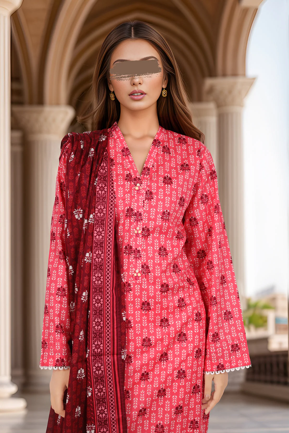 Printed Lawn Stitched/Unstitched 2 Piece (Shirt/Dupatta) - Image 3