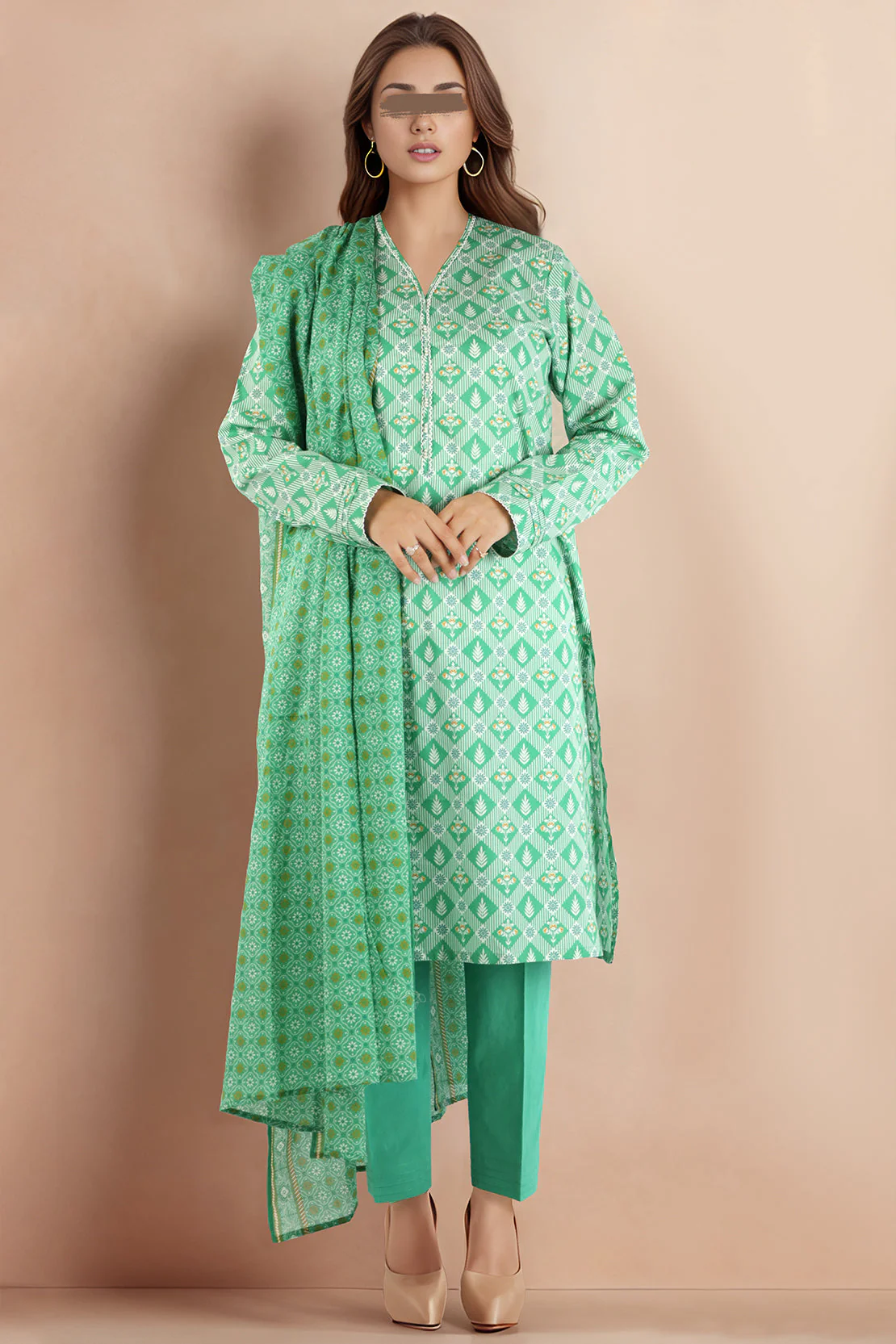Printed Lawn Stitched/Unstitched 2 Piece (Shirt/Dupatta) - Image 3