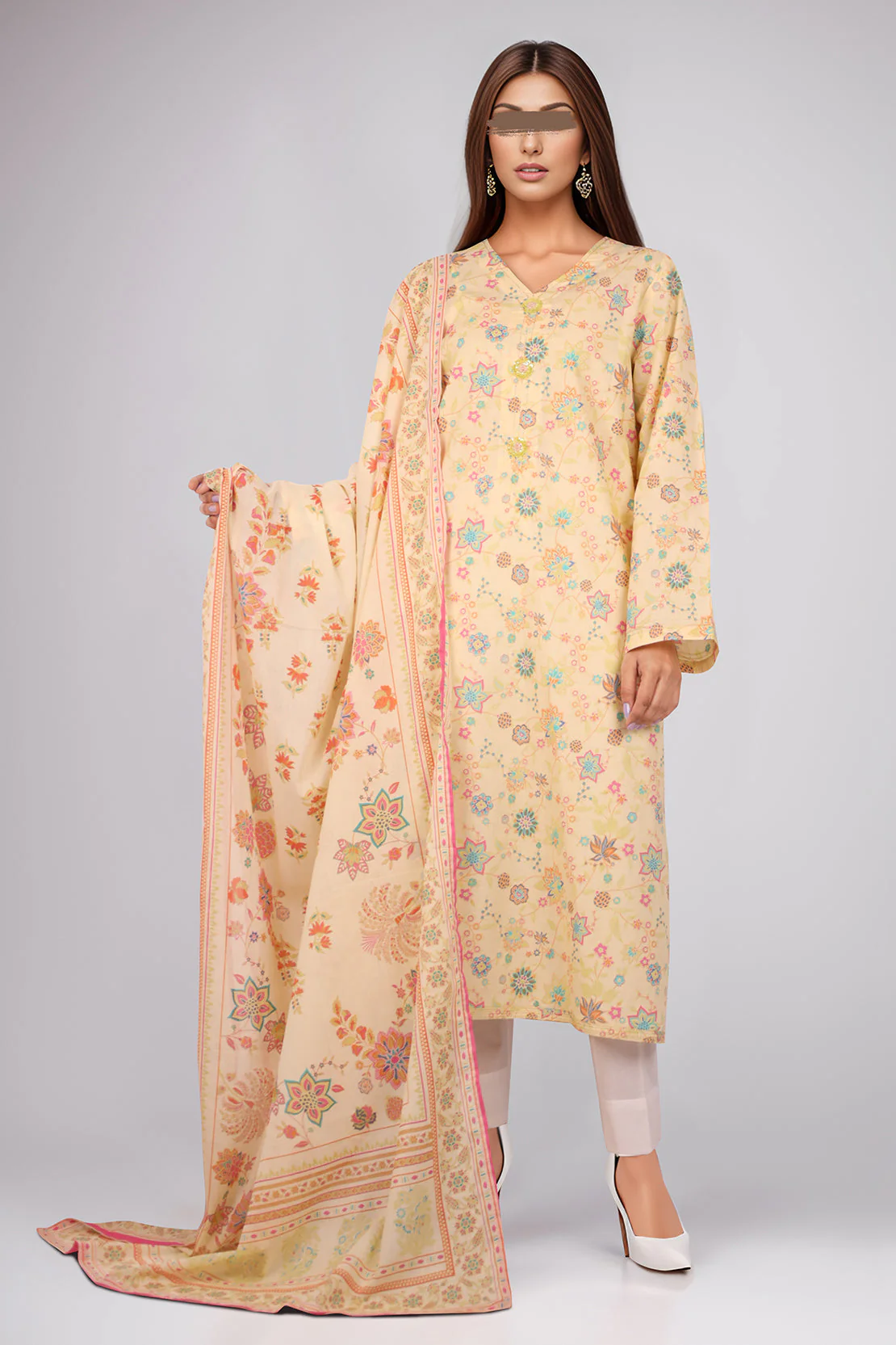 Printed Lawn Stitched/Unstitched 2 Piece (Shirt/Dupatta) - Image 2