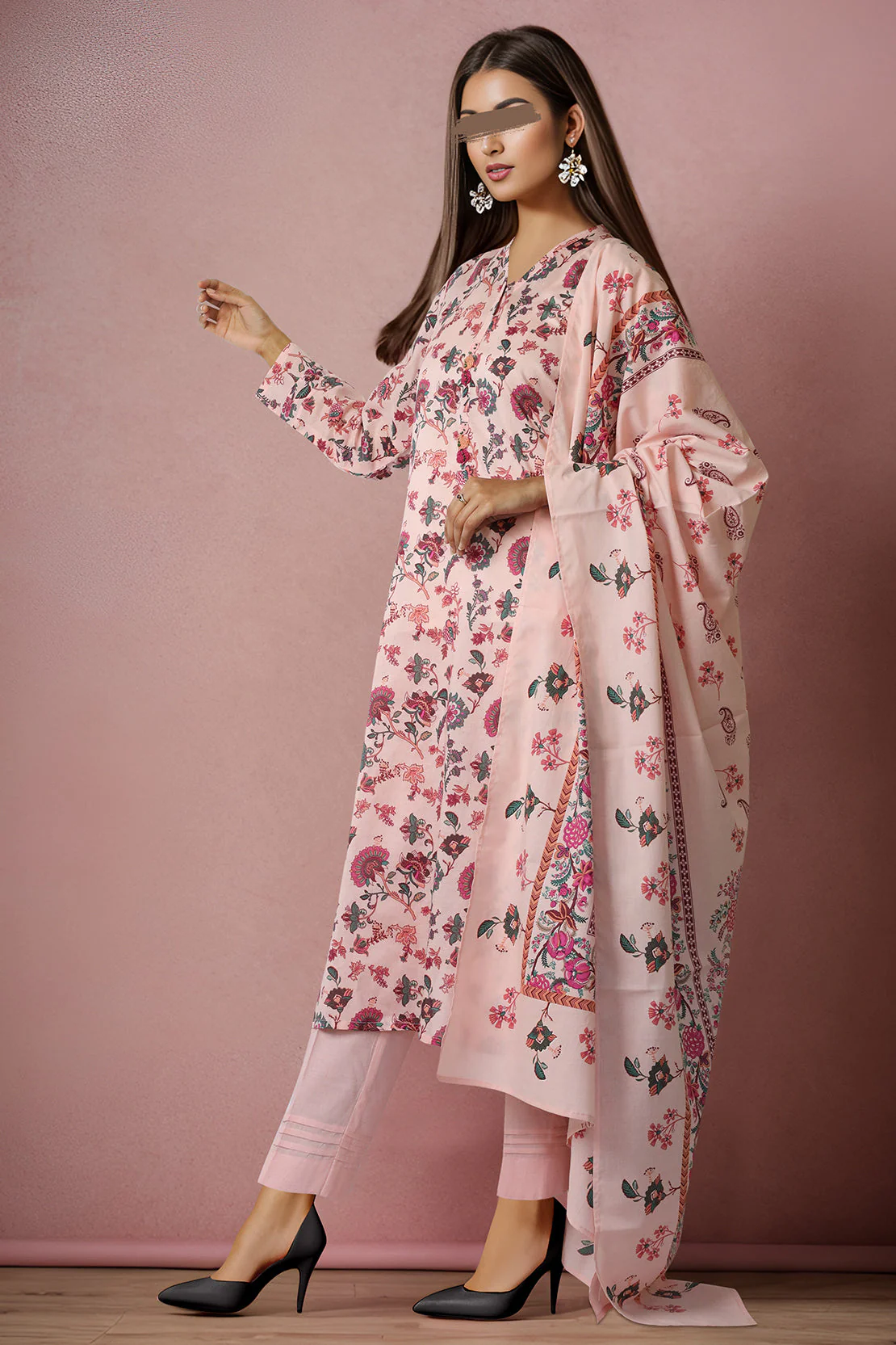 Printed Lawn Stitched/Unstitched 2 Piece (Shirt/Dupatta) - Image 3