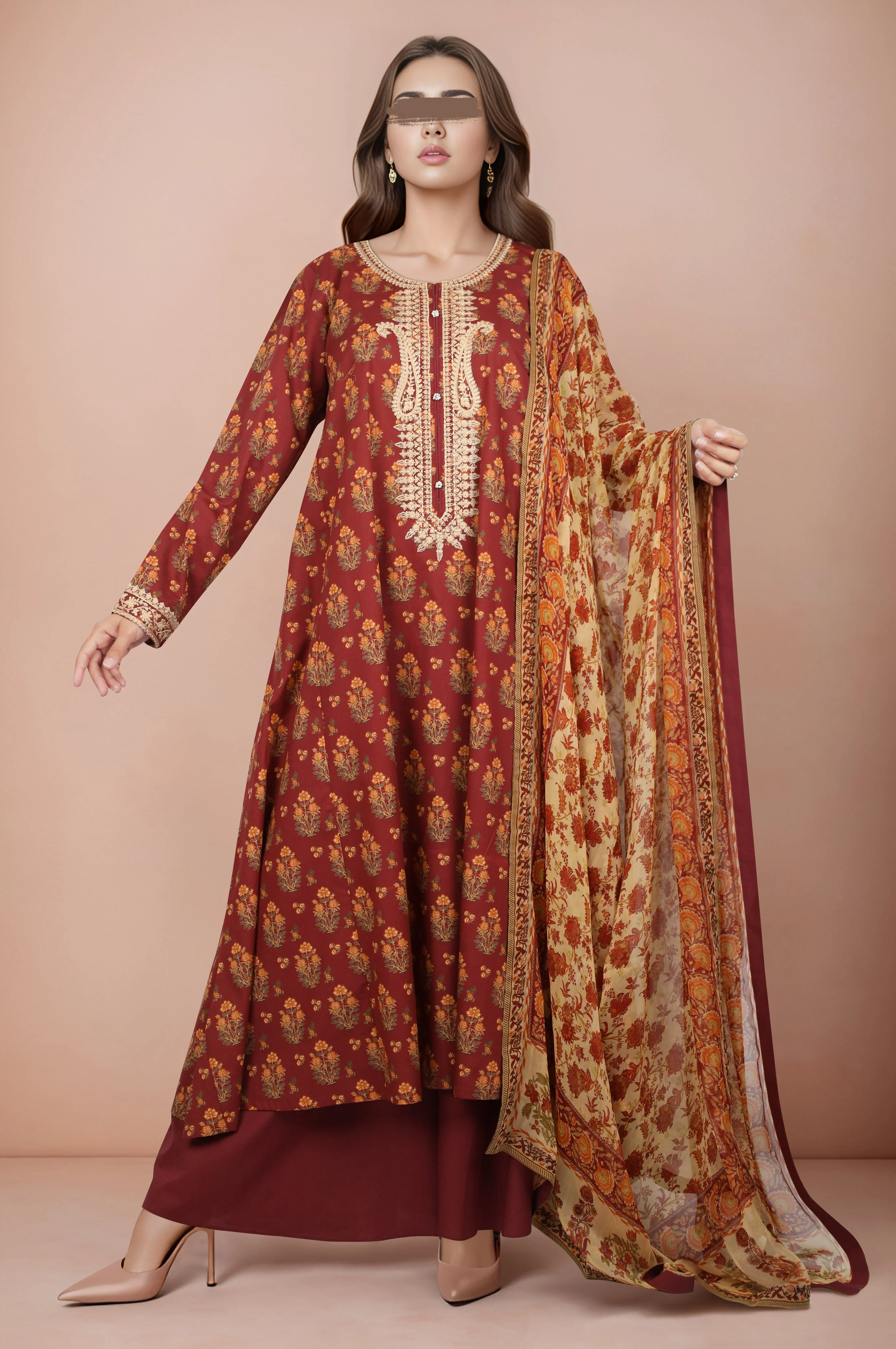 Printed Lawn Stitched/Unstitched 3 Piece - Image 2