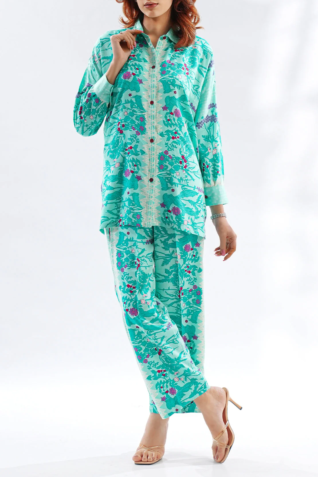 Printed Linen Stitched 2 Piece (Shirt/Trouser) - Image 2