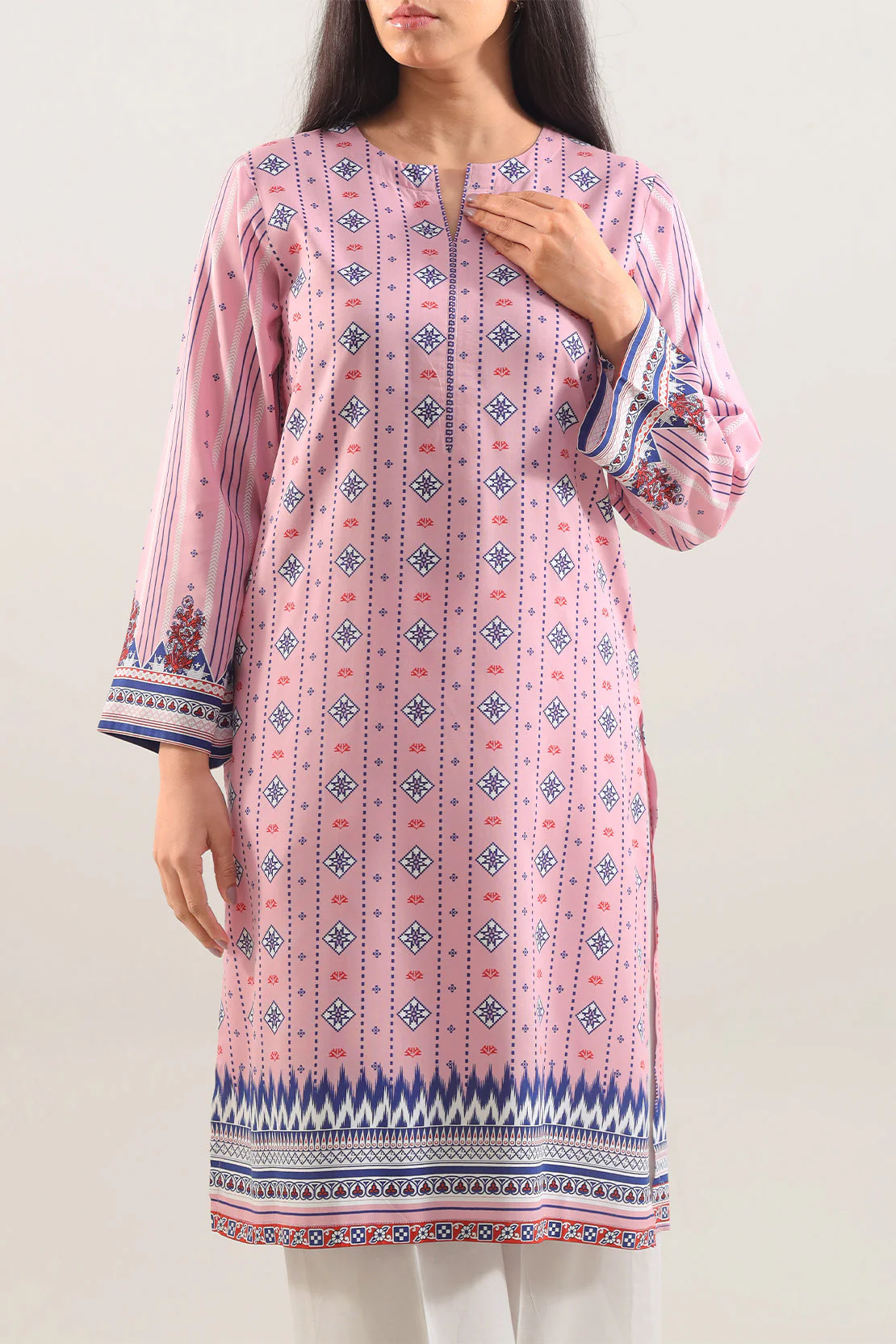 Printed Linen Stitched Shirt - Image 2