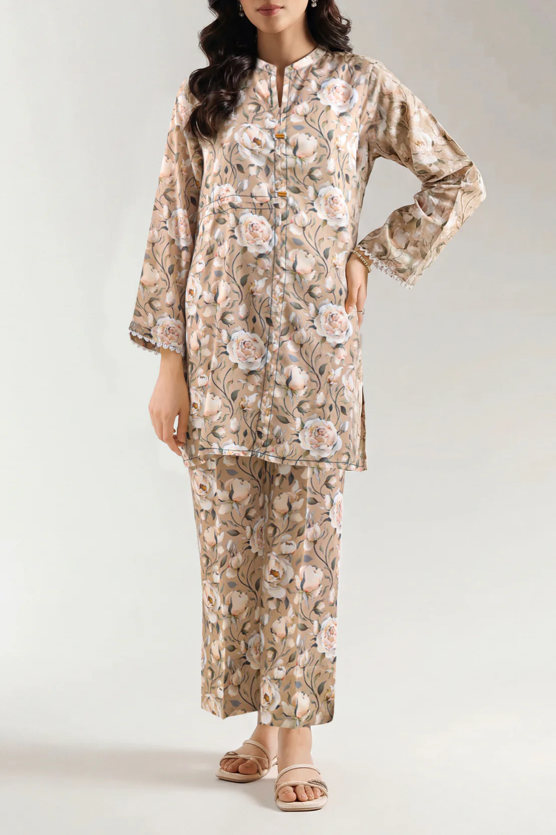 Printed Lyocell Stitched 2 Piece (Shirt/Trouser)